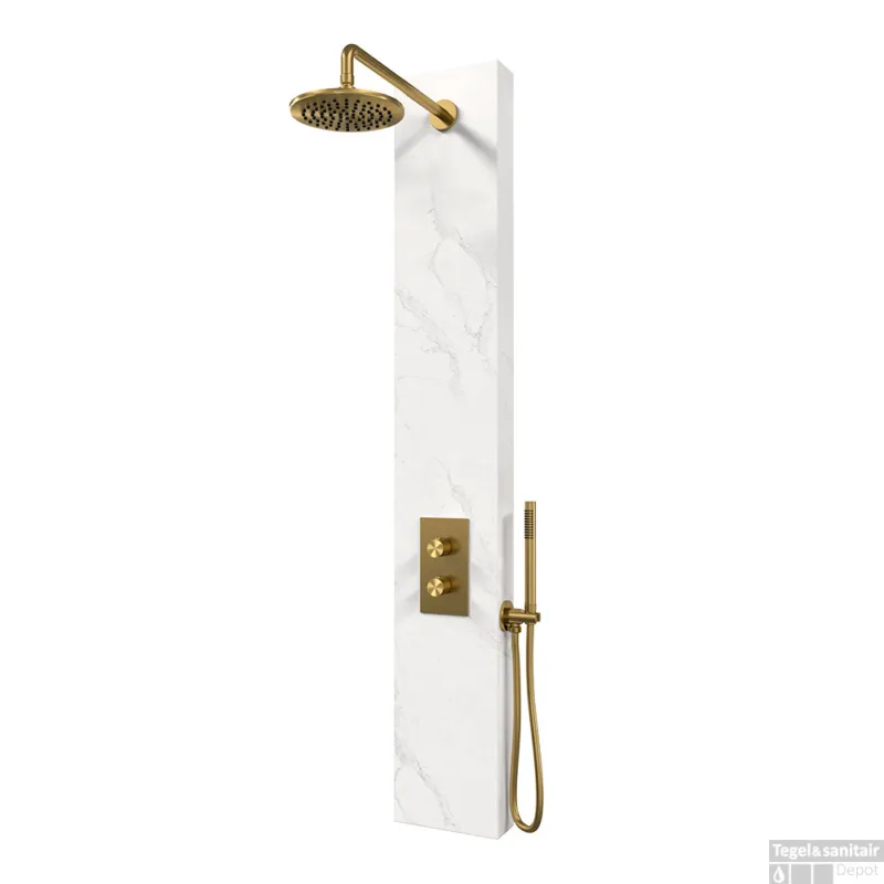 Thermostatisch Douchepaneel BRAUER Gold Edition 2-weg Calacatta gold SET 01 Rechtstreeks Van De Fabrikant