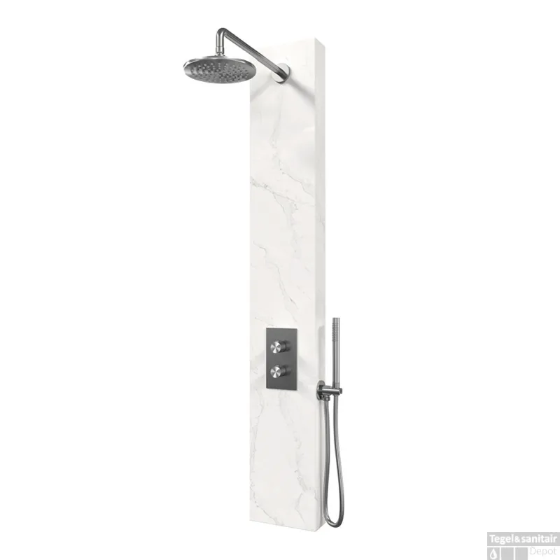 Populair Thermostatisch Douchepaneel Brauer Brushed Edition 2-Weg Calacatta SET 01 RVS