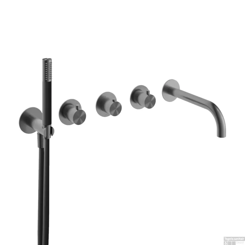 Afbouwdeel Hotbath Archie Bad/Douche Thermostaat 2 Stopkranen zonder Uitloop Geborsteld Gunmetal PVD Shop Nu