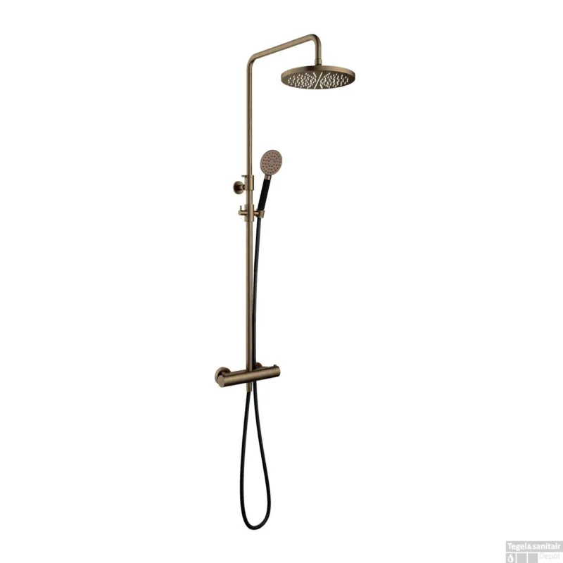 Doucheset Hotbath Cobber Met Ronde Handdouche en 30 cm Hoofddouche Verouderd Messing Living Colours Gereduceerde Prijs