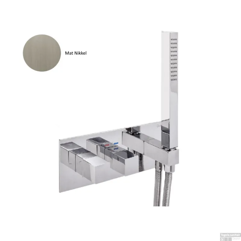 Direct Verzonden Inbouw Douchekraan Sanimex Giulini Thermostatisch 1-Uitgang Vierkant Incl. Handdouche En BOX Inbouwdeel Mat Nikkel