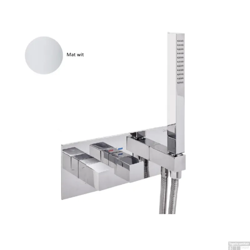 Inbouw Douchekraan Sanimex Giulini Thermostatisch 1-Uitgang Vierkant Incl. Handdouche En BOX Inbouwdeel Mat Wit Rechtstreeks Van De Fabrikant