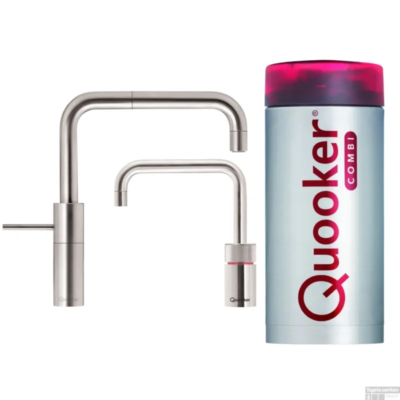 Aanbieding Quooker Nordic Square Twintaps met Combi Boiler RVS