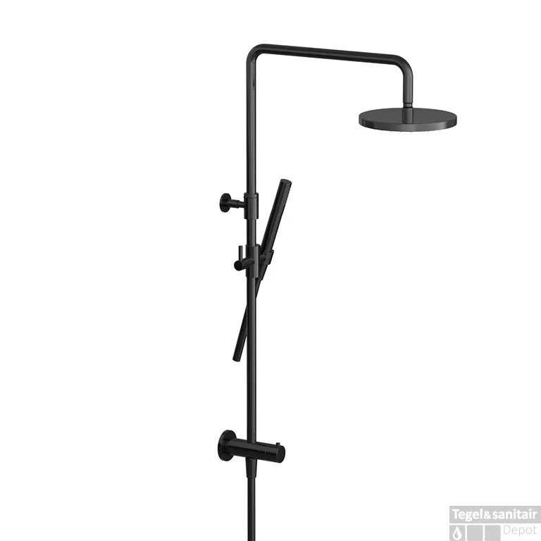 Veilige Betaling Hotbath COBBER Stortdoucheset, Hoofddouche, doucheslang Gepolijst Zwart PVD (M438PBP)