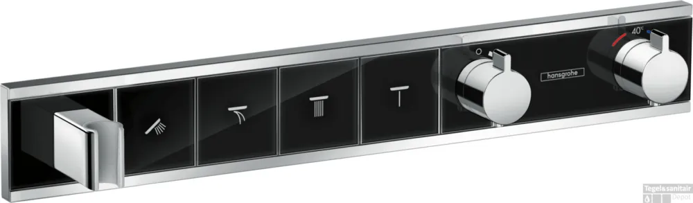 Gecertificeerd Hansgrohe RainSelect thermostaat afbouwdeel voor 4 functies, zwart/chroom