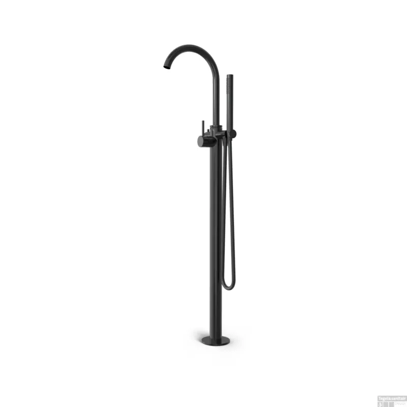 Hotbath BUDDY Badmengkraan met draaibare uitloop vloer Geborsteld Zwart PVD (B177EXTMBP) Exclusieve Aanbieding
