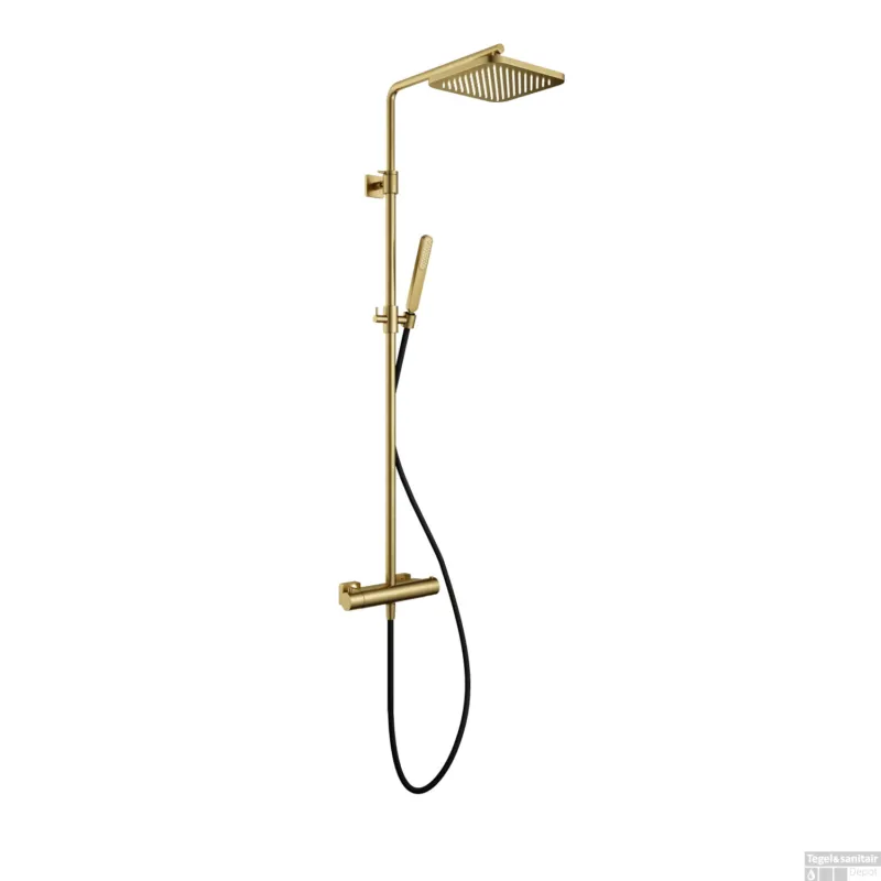 Gereduceerde Prijs Thermostatische Stortdoucheset Hotbath Gal 128 cm Geborsteld Messing PVD