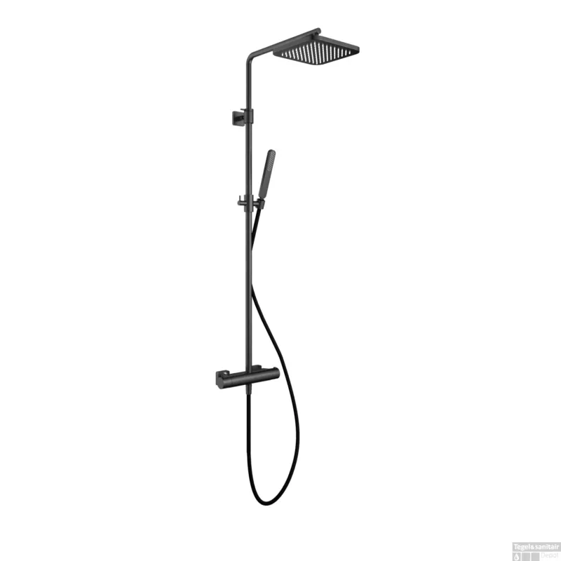 Dagaanbieding Thermostatische Stortdoucheset Hotbath Gal 128 cm Geborsteld Gunmetal PVD