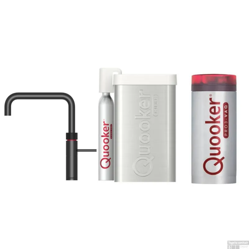 Korting Quooker Cube Fusion Square Mat Zwart met Pro3-VAQ Boiler