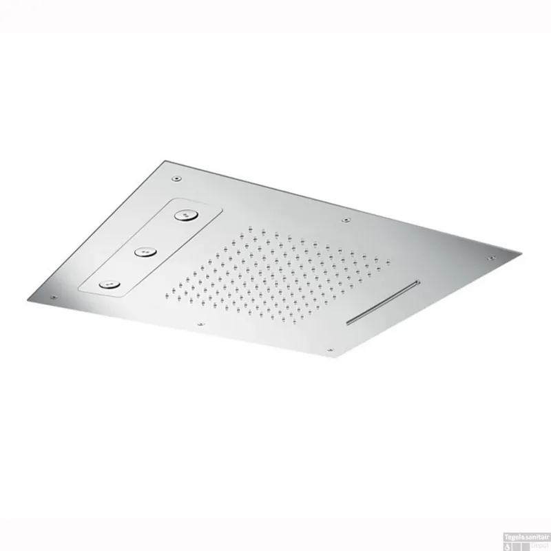Hoofddouche Hotbath Mate 63x48 cm Rechthoekig Triple Inbouw Geborsteld Nikkel Direct Beschikbaar