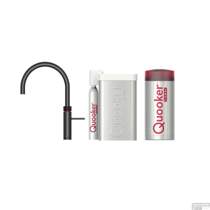 Quooker Cube Fusion Round Mat Zwart met Combi Boiler Betrouwbaar