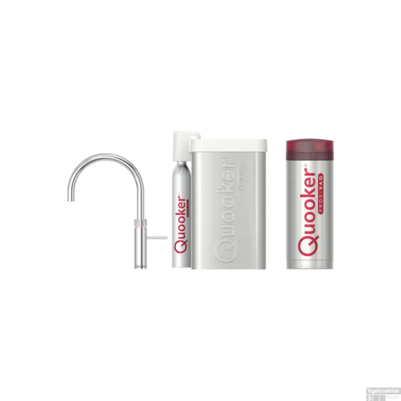 Hete Deal Quooker Cube Fusion Round Chroom met Pro3-VAQ Boiler