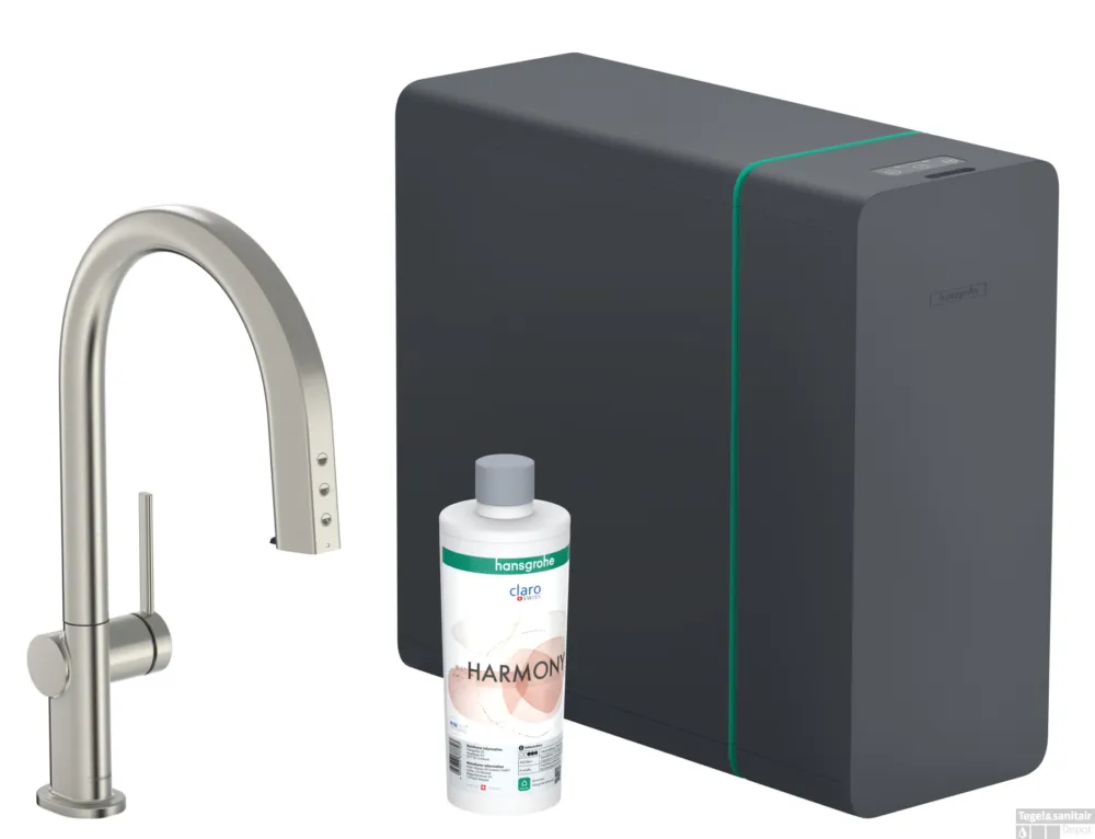 Aanbieding Hansgrohe Aqittura M91 Soda systeem 210, uittrekbare uitloop, 1jet, sBox, rvs look
