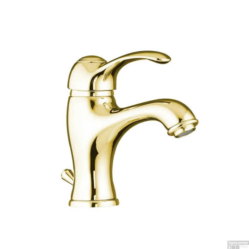Beperkte Voorraad Wastafelmengkraan Sapho Kirké 1-hendel Gebogen 16.6 cm Goud (incl. clickwaste)