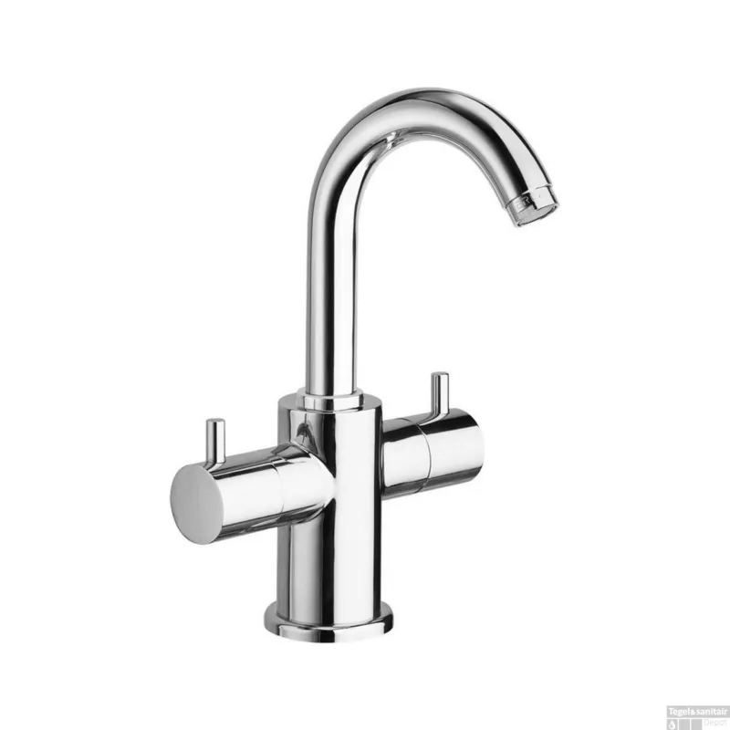 Wastafelmengkraan Sapho Airtech 2-knop Gebogen 20.6 cm Chroom Express Levering