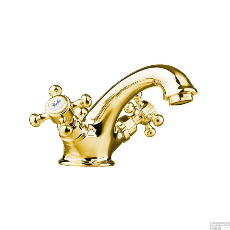 Wastafelmengkraan Sapho Antea 2-knop Uitloop 6.5 cm Goud (incl. clickwaste) Gratis Retour