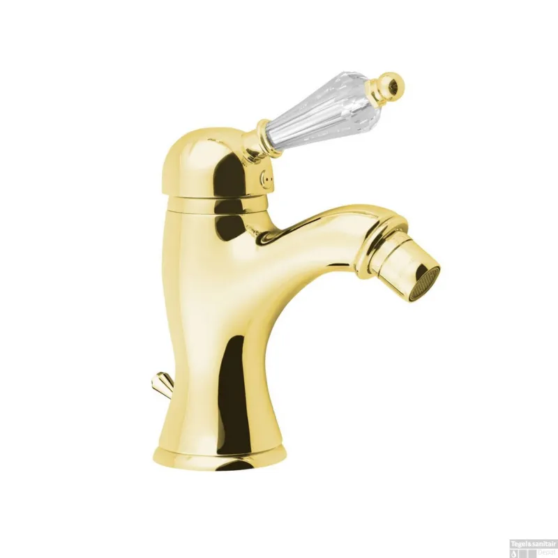 Bidetmengkraan Sapho Kirké Retro Kristal 1-hendel Gebogen 18.2 cm Goud (incl. clickwaste) Veilige Betaling