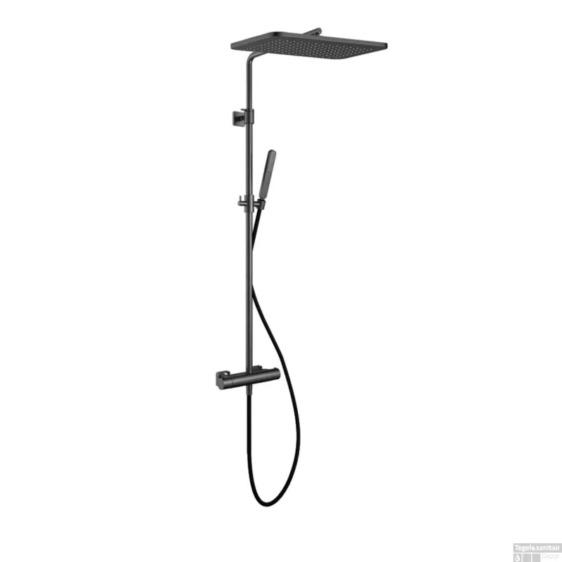 Uitverkoop Thermostatische Stortdoucheset Hotbath Gal 128 cm Met Hoofddouche 40 cm Geborsteld Gunmetal PVD