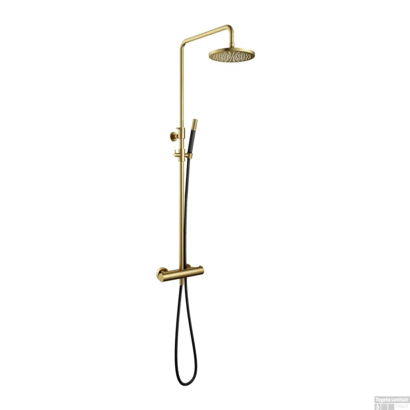 Doucheset Hotbath Cobber met Ronde Handdouche 30 cm Hoofddouche Geborsteld Messing PVD Alleen Vandaag