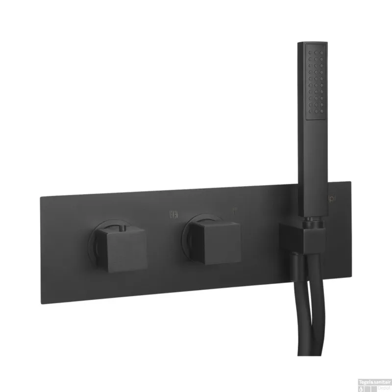 Inbouw Thermostatische Douchekraan Sapho Dimy 2-Weg Mat Zwart (incl. handdouche) Beperkt Aanbod
