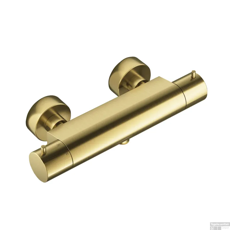 Korting Douchethermostaat Hotbath Cobber Onderaansluiting 2-knop Geborsteld Messing PVD