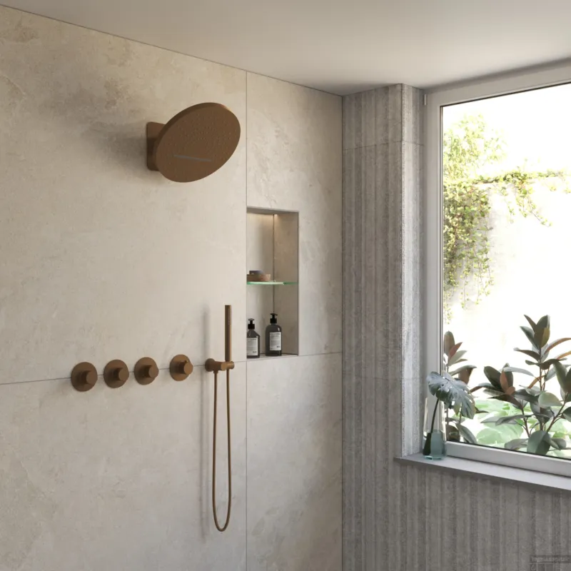 BWS Inbouw Regendouche Sensa Brons Wanduitloop 32cm Hoofddouche met Handdouche Stopkranen Tropical Rain Bestseller
