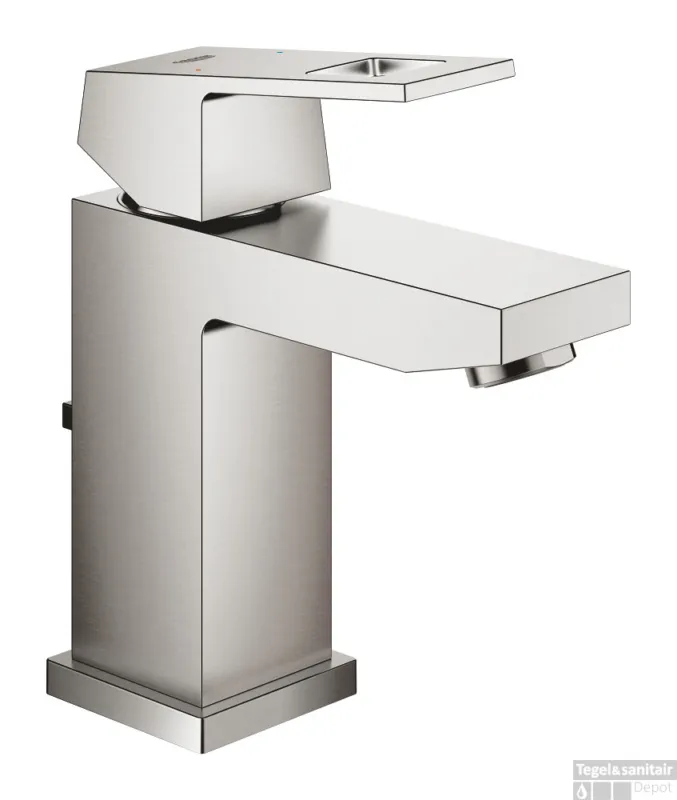 Hoge Kwaliteit Wastafelmengkraan GROHE Eurocube S-Size M/Waste 28 Mm Supersteel