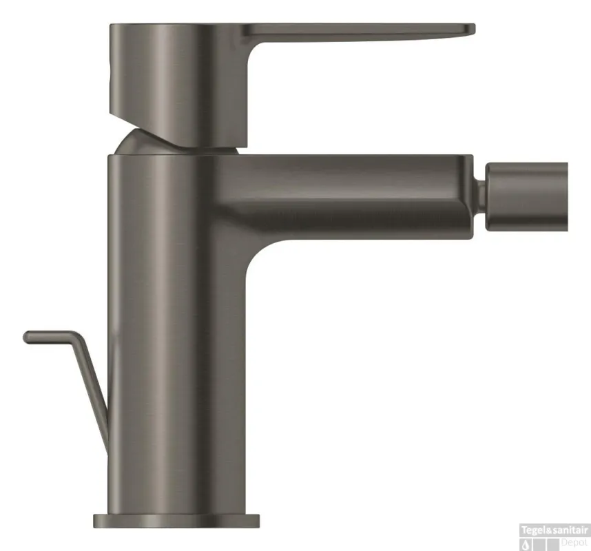 Laatste Versie Bidetmengkraan GROHE Lineare New S-Size M/Waste Hard Graphite Geborsteld