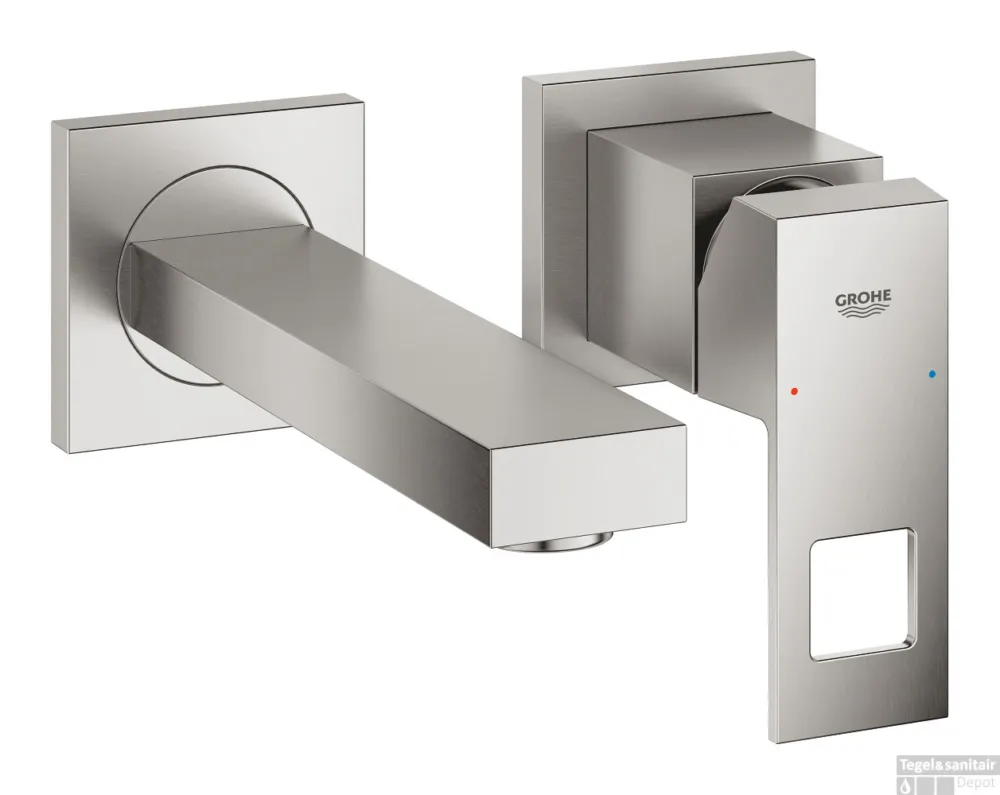 Wastafelmengkraan GROHE Eurocube 2-Gats Wand 172 Mm Supersteel Aanbieding