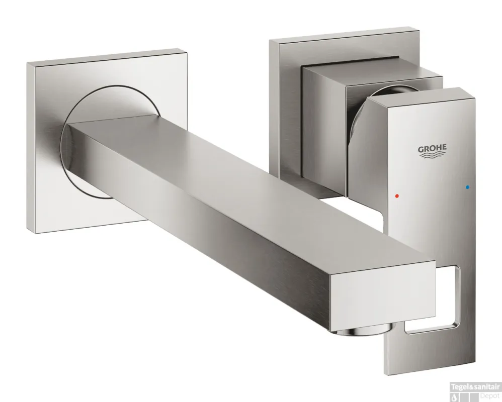 Wastafelmengkraan GROHE Eurocube 2-Gats Wand 230 Mm Supersteel Voordeelprijs