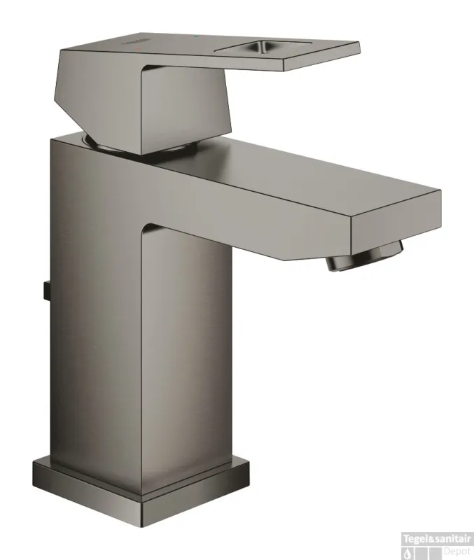 Wastafelmengkraan GROHE Eurocube S-Size M/Waste 28 Mm Hard Graphite Geborsteld Express Levering
