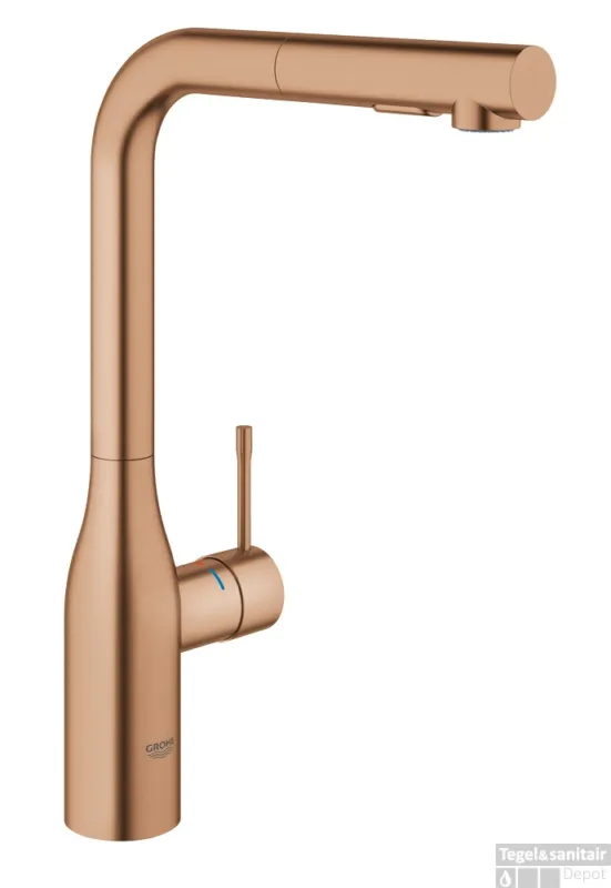 Keukenmengkraan GROHE Essence New L-Uitloop Uittrekbare Dual Spray Warm Sunset Geborsteld Veilige Betaling