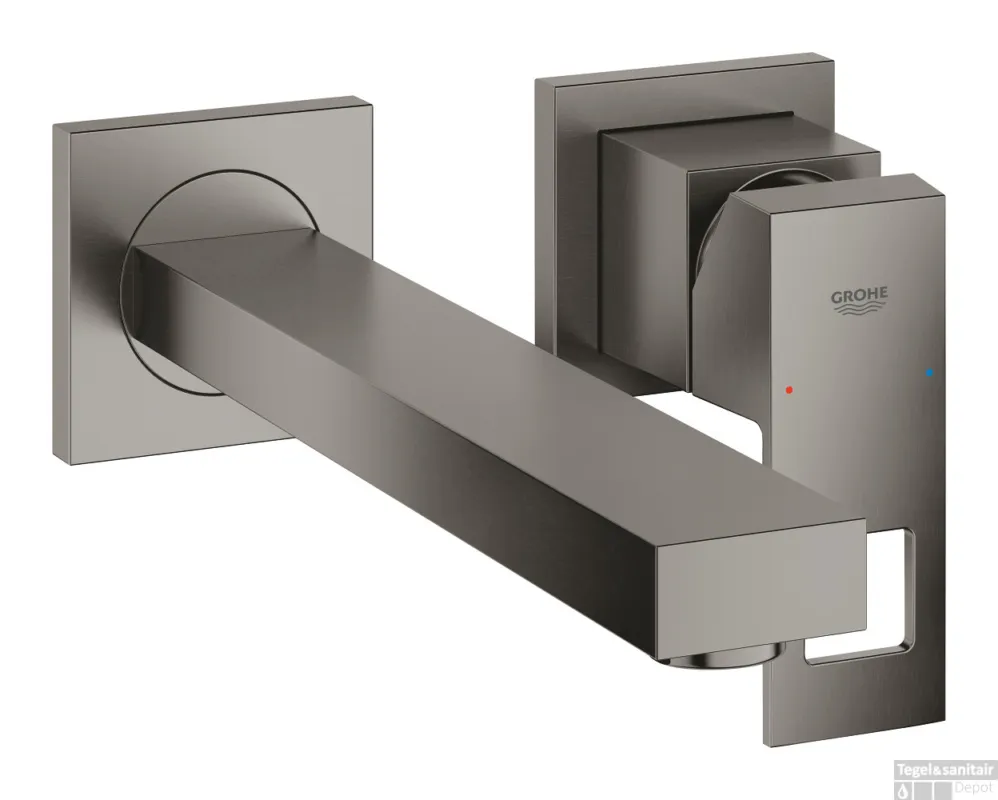 Uitverkoop Wastafelmengkraan GROHE Eurocube 2-Gats Wand 230 Mm Hard Graphite Geborsteld