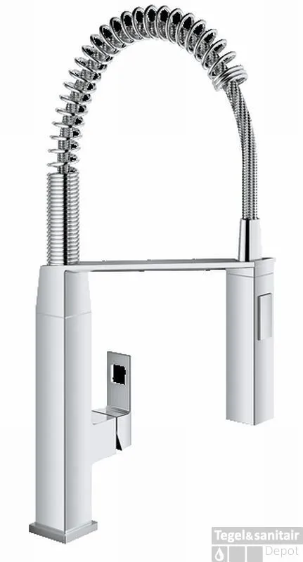GROHE Eurocube Medium Profesionele Keukenkraan Met Kolom En Veer Chroom Superprijs