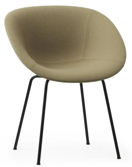 Speciale Aanbieding Normann Copenhagen Mat stoel gestoffeerd met armleuningen-Hallingdal 0224-Zwart onderstel