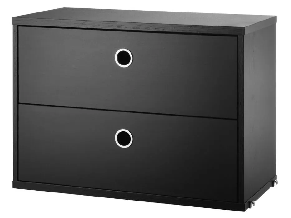 String Chest with Drawers ladekast-58x30x42 cm-Black Stained Ash Direct Beschikbaar
