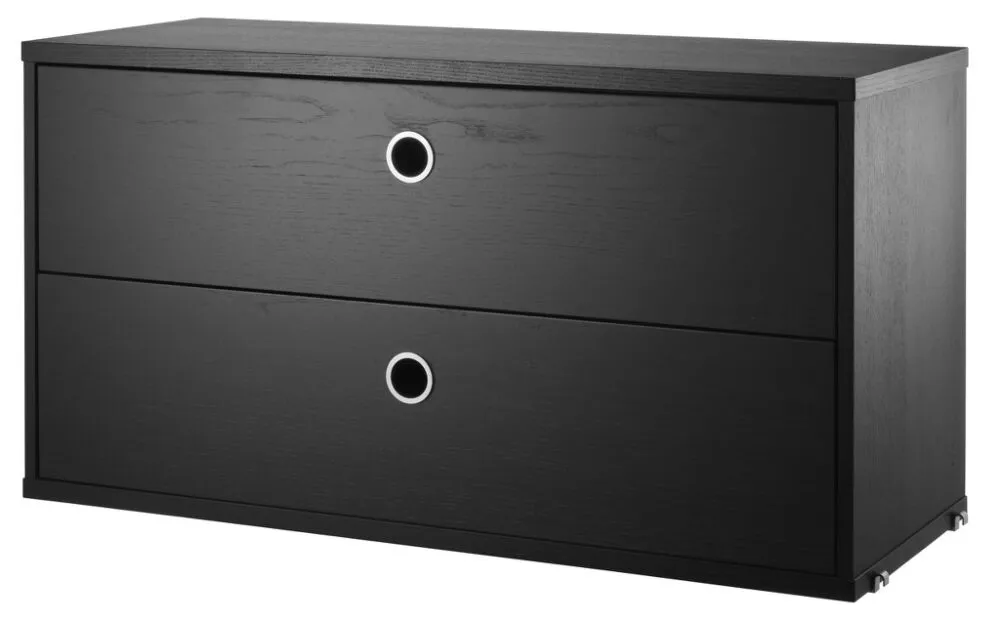 Populair String Chest with Drawers ladekast-78x30x42 cm-Black Stained Ash