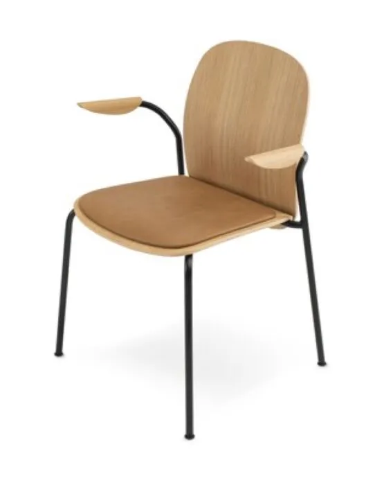 Gazzda Book armstoel met leren zitting-Eiken Actieprijs