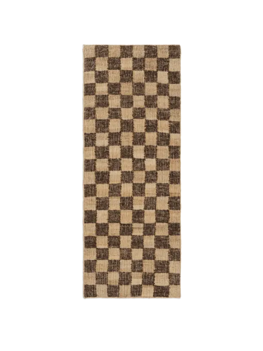Ferm Living Check Wool Jute loper-Coffee Nieuw