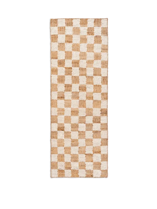 Gecertificeerd Ferm Living Check Wool Jute loper-Off White