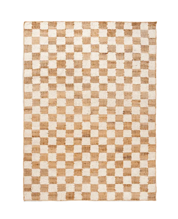 Alleen Vandaag Ferm Living Check Wool Jute vloerkleed-Off White