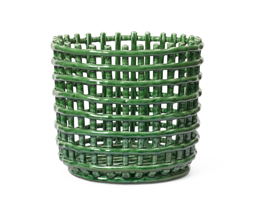 Beperkt Aanbod Ferm Living Keramiek Large mand-Emerald Green