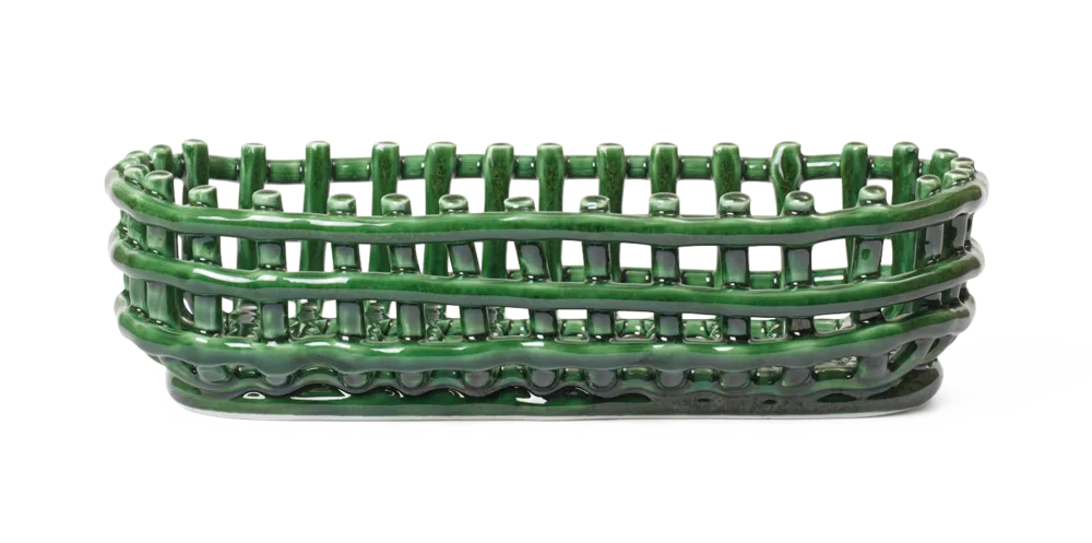 Direct Verzonden Ferm Living Keramiek ovale mand-Emerald Green