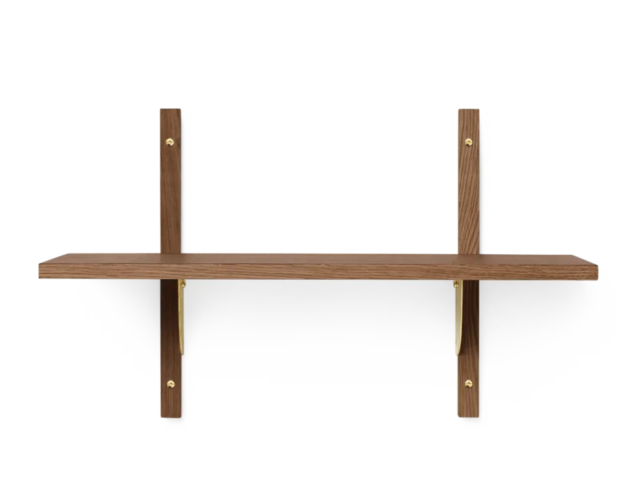 Uitverkoop Ferm Living Sector Single Narrow wandplank-Smoked Oak-Messing beugel