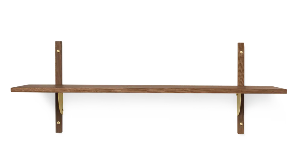 Fabrieksprijs Ferm Living Sector Single Wide wandplank-Smoked Oak-Messing beugel