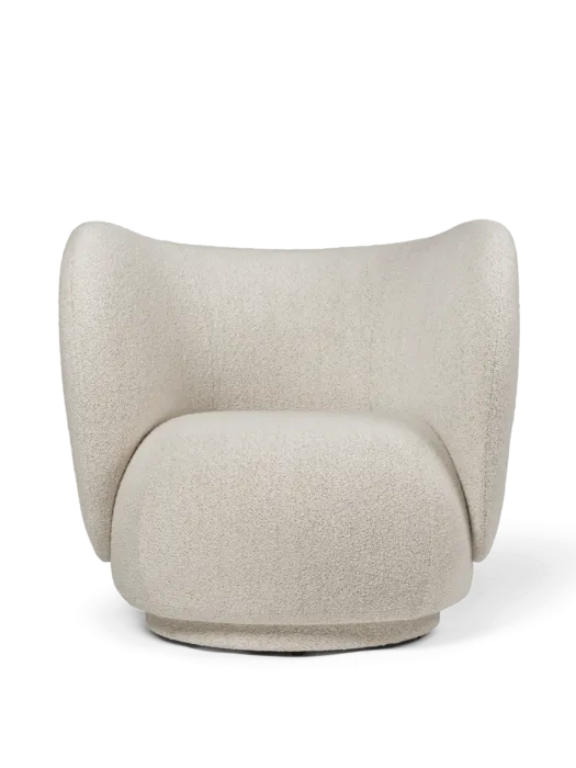 Ferm Living Rico Swivel fauteuil-Soft Bouclé - Offwhite Direct Beschikbaar