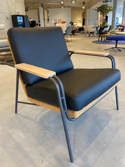 Bert Plantagie Tibbe fauteuil leer/stof OUTLET Uitverkoop
