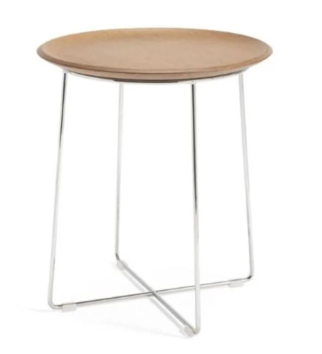 Superprijs Kartell Al Wood bijzettafel-Licht hout-Chroom