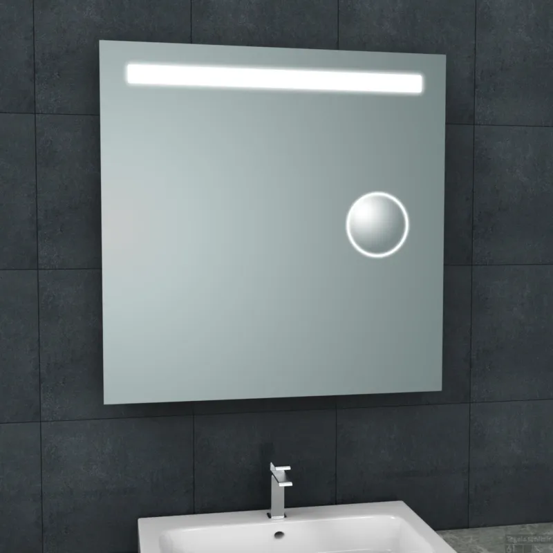 Meest Verkocht Spiegel Wiesbaden Tigris met LED Verlichting En Scheerspiegel 80x80cm