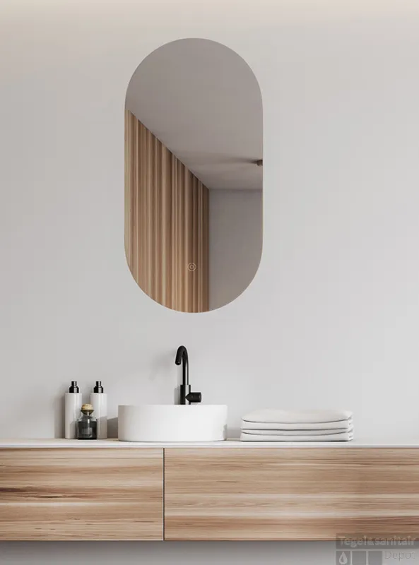 Populair Ovale Spiegel Wiesbaden Lumia met Dimbare LED Verlichting en Spiegelverwarming 50 x 100 cm
